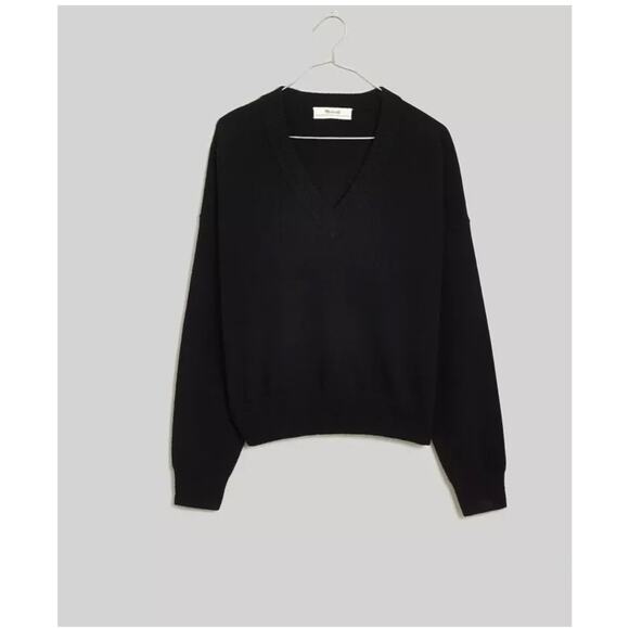 Madewell Black Cashmere V-Neck Sweater Size Medium - Picture 1 of 8